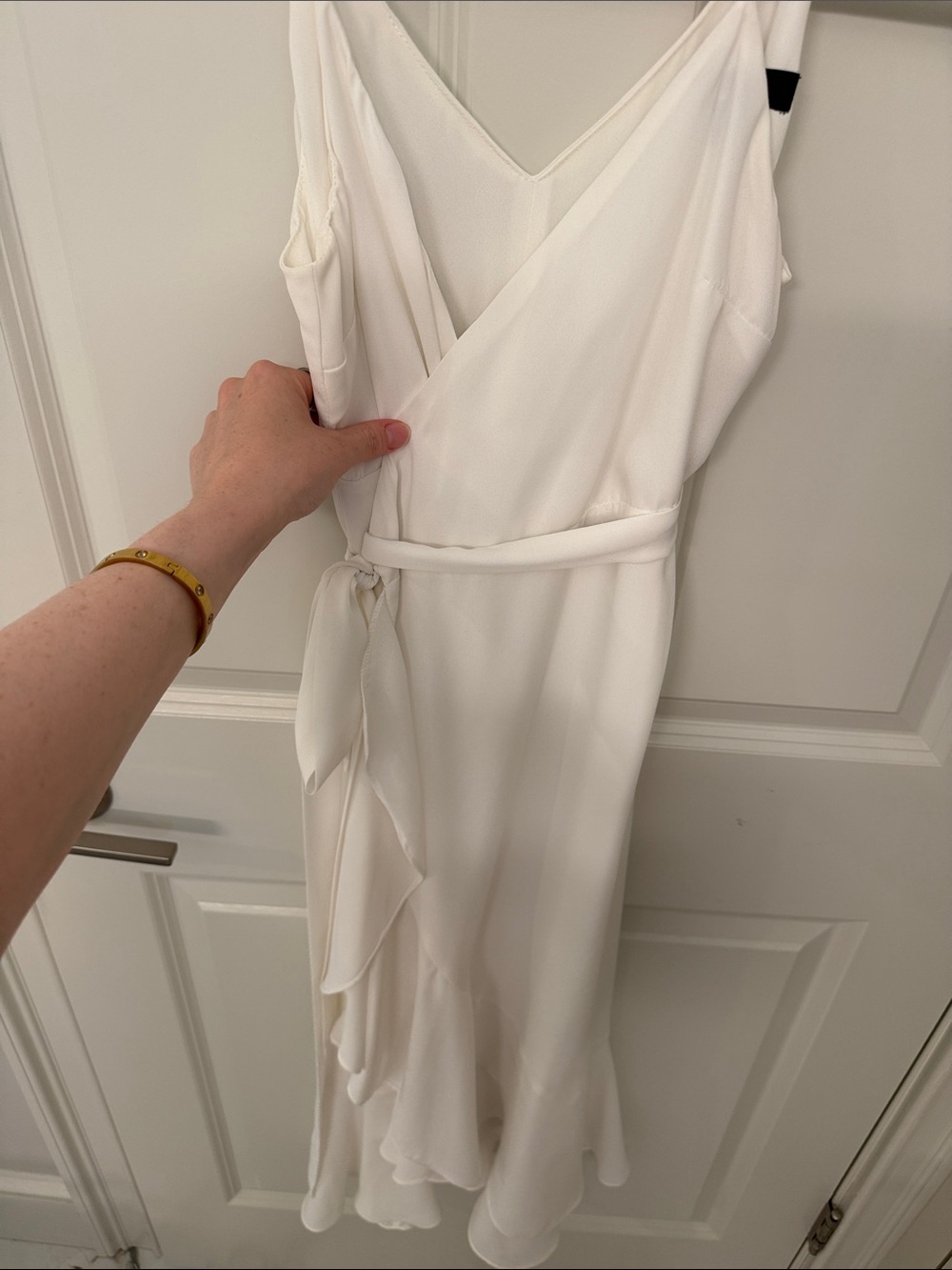 Lulu's Ivory Wrap Ruffle Midi Dress